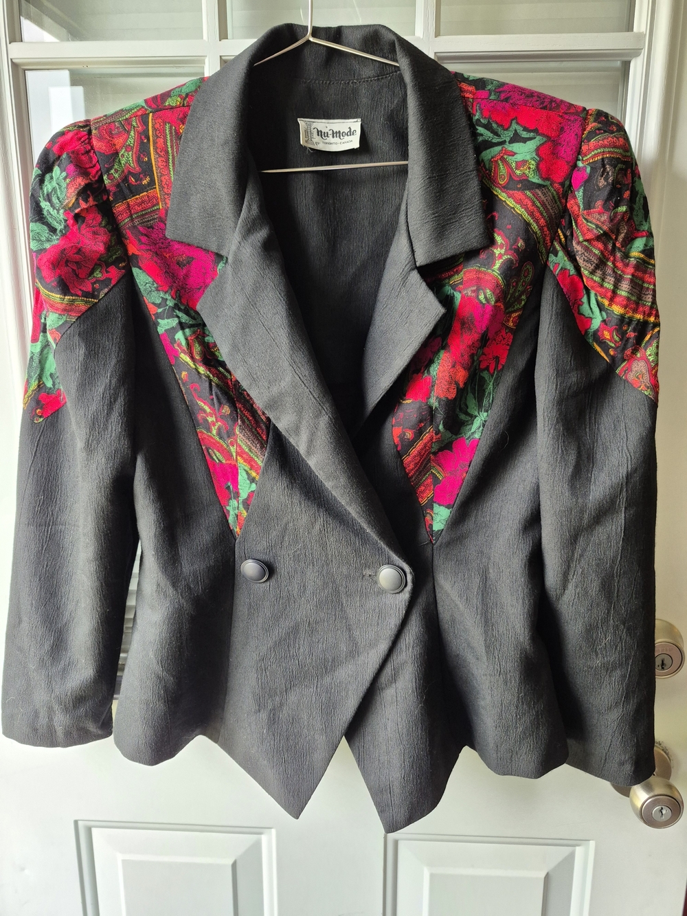 Black Blazer with Red & Green Paisley Accents